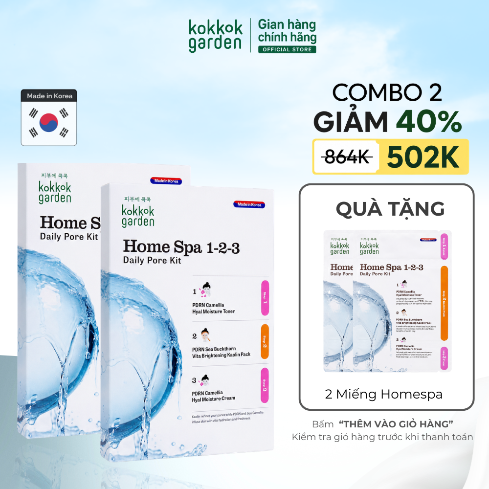 kokkok garden| Bộ 3 bước chăm sóc tiện lợi, cấp ẩm và phục hồi cho làn da. Tiện lợi tại nhà, Hộp 4 Miếng