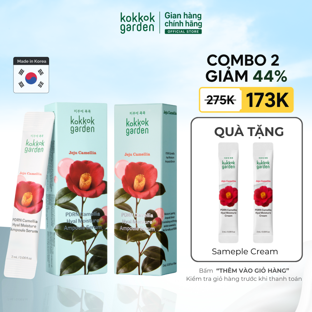 kokkok garden| Combo Serum Dưỡng ẩm PDRN, Cấp ẩm và phục hồi cho làn da. Dạng gói 2mlx6 Hộp 6 gói
