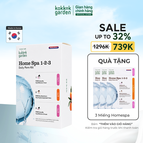 kokkok garden| Bộ 3 bước chăm sóc tiện lợi, cấp ẩm và phục hồi cho làn da. Hộp 12 Miếng
