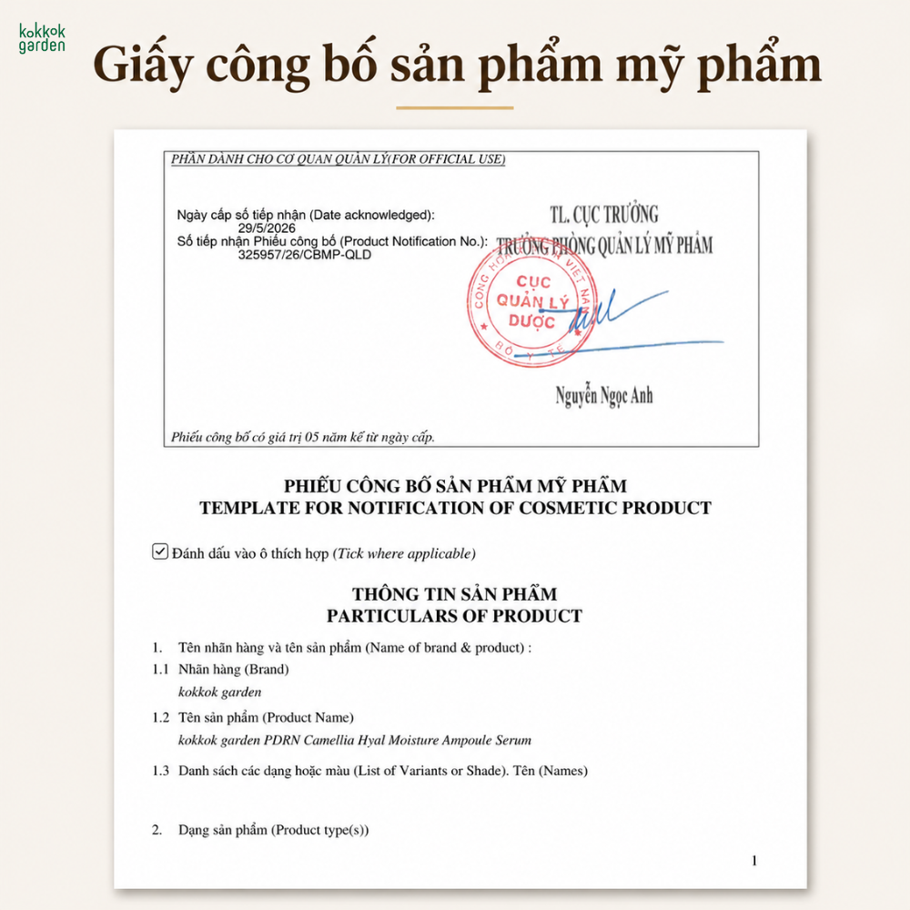 kokkok garden| Combo Serum Dưỡng ẩm PDRN, Cấp ẩm và phục hồi cho làn da. Dạng gói 2mlx6 Hộp 6 gói