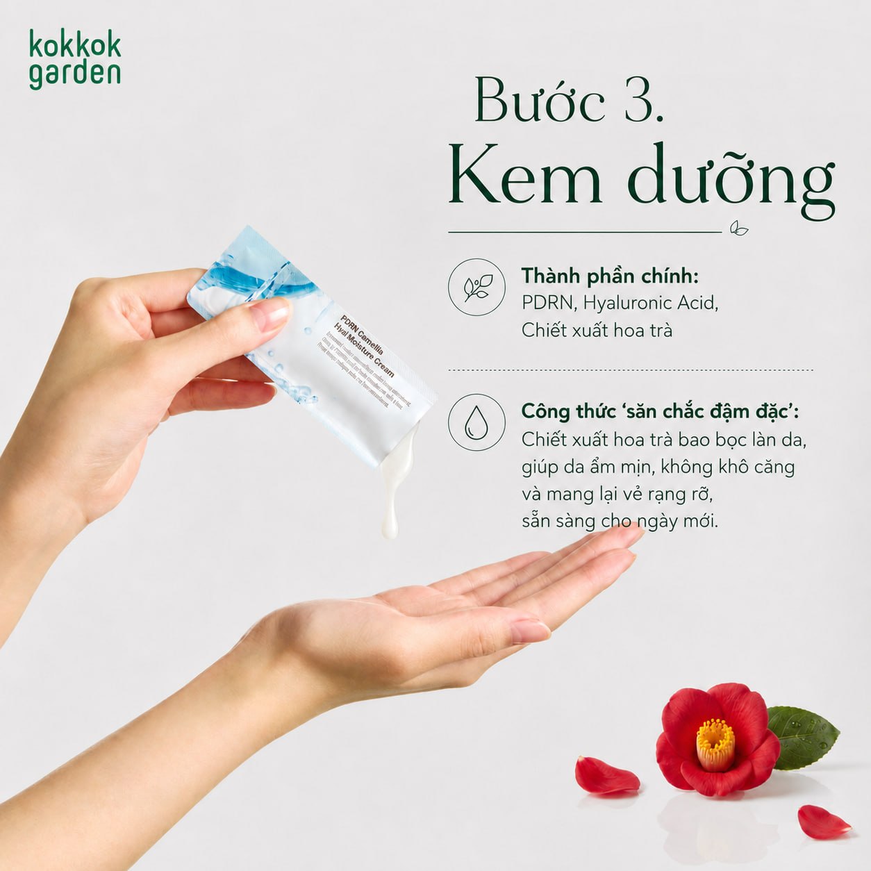 kokkok garden| Bộ 3 bước chăm sóc tiện lợi, cấp ẩm và phục hồi cho làn da. Hộp 12 Miếng